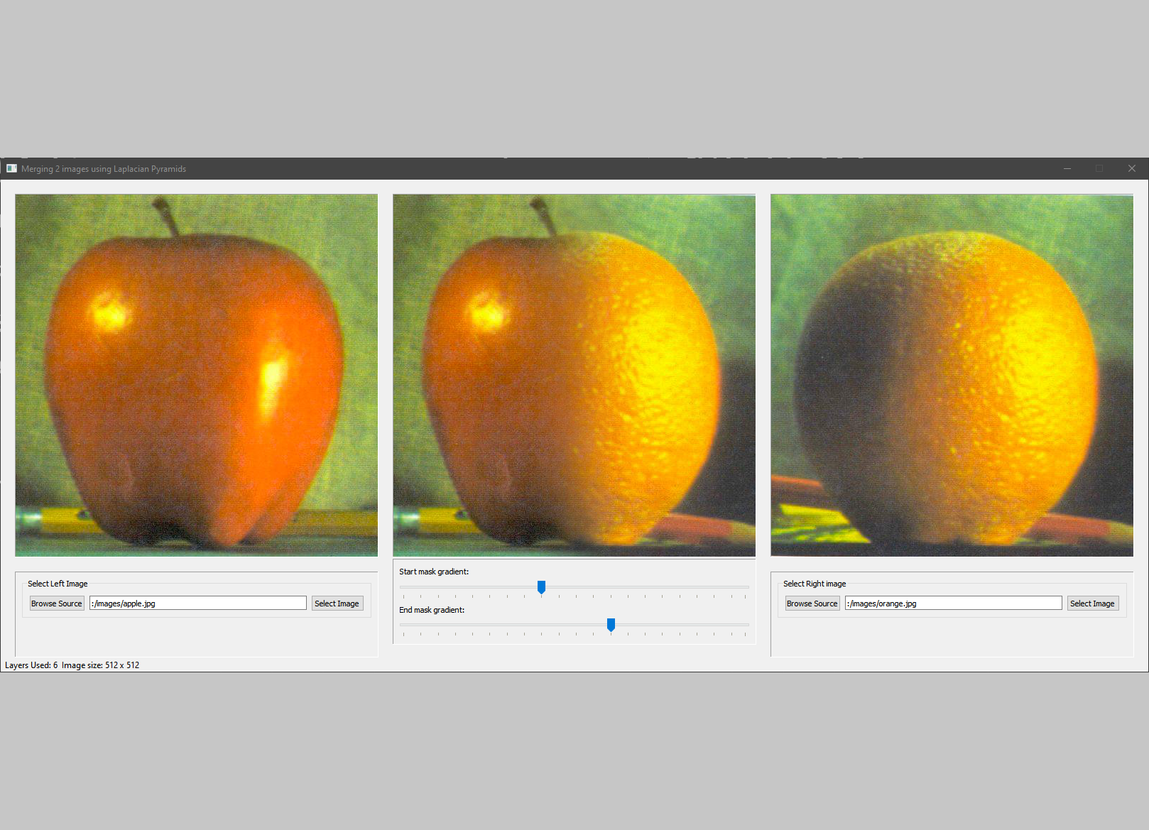 Merging an image of an apple with an image of an orange